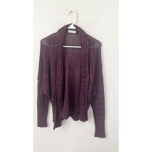 Georgina Estefania Dallas Knit Purple Open Hand Woven Sweater Cardigan Medium